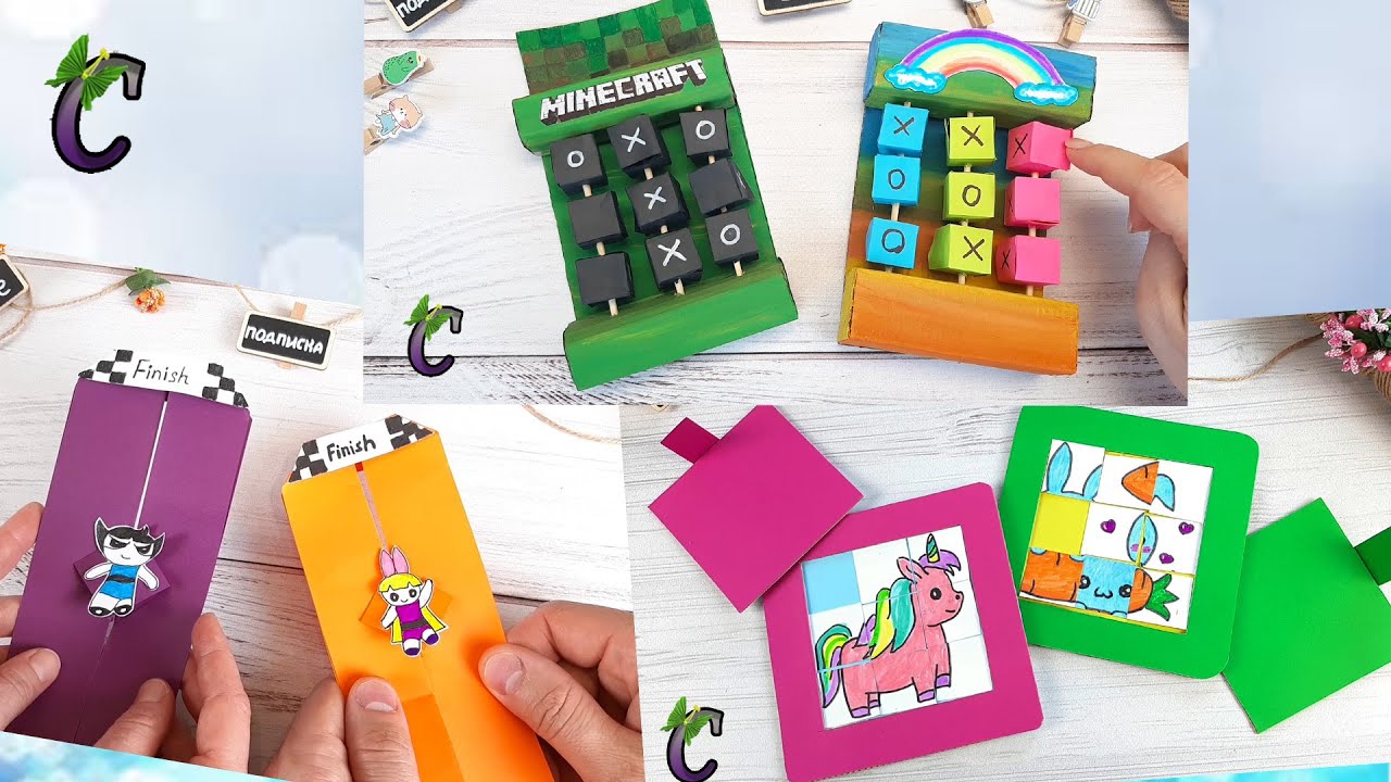 DIY - 3 board GAMES | How to make a paper game - YouTube