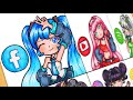 Drawing miku zero two wednesday squidgame in social trend in different styles