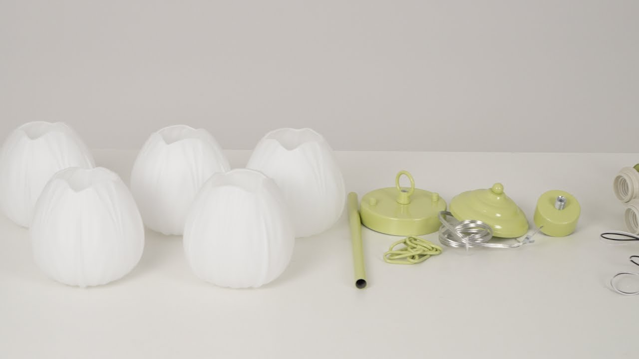 Tulip Matcha Chandelier 5-lights Installation Video  by Vakkerlight– A Fresh Take on Floral Elegance