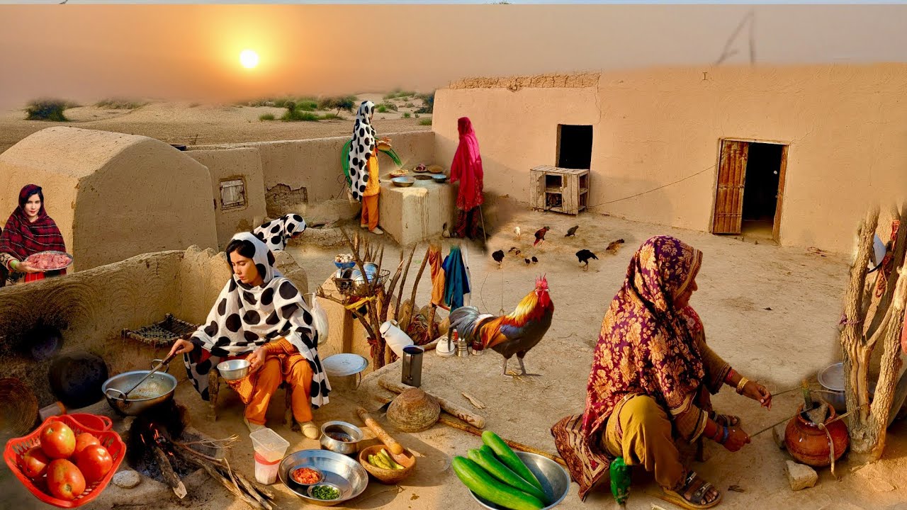 ancient desert village Women cooking Routine || traditional desert Food || Pakistan village life 
