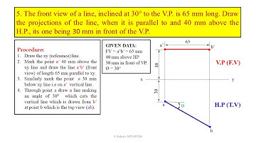 Problem no.5 Projections of straight lines solutions (Engineering Drawing by N.D.Bhatt)