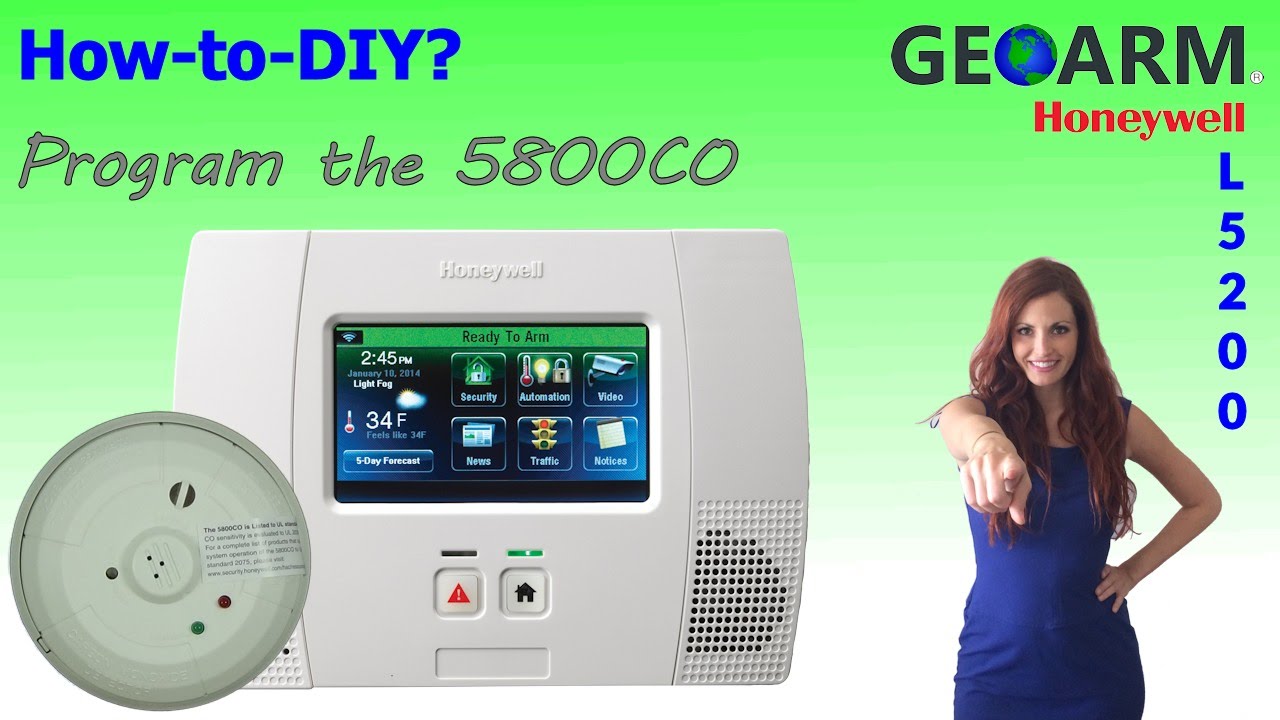 Honeywell 5800CO - How to Program Into the L5200 System? - YouTube