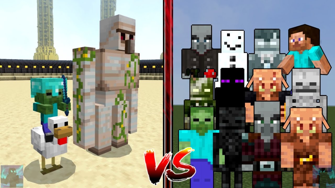 Chicken Jockey + Iron Golem vs every mob, all mobs, Herobrine ...