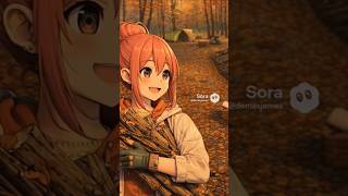 cutting and gathering wood for the campfire. #laidbackcamp #anime #japanesecamp #yurucamp