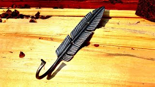 Blacksmithing for beginners: Forging a feather from angle iron.