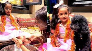 Shilpa Shetty & Raj Kundra celebrating Kanya Pujan With Daughter Samisha Shetty