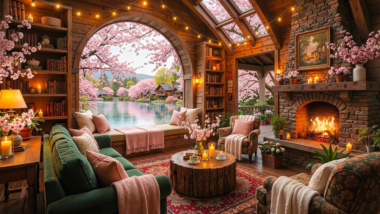 Sweet Jazz Music at Cherry Blossom Coffee Shop 🌸 Relaxing Jazz Music for Relieve Stress & Anxiety