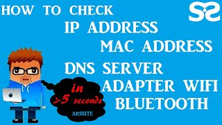 HOW TO CHECK #MAC_ADDRESS #IP_ADDRESS #DNS_SERVER #DHCP #ADAPTER #WIFI-BLUETOOTH CONNECTION I CMD screenshot 1
