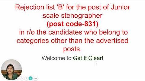 Post Code 831 - Rejection list 