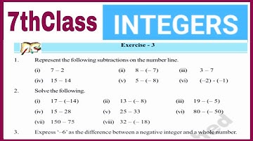 7thClass, Integers, Exercise 1.3,Try this in page No. 4, Subtraction of integers on the number line