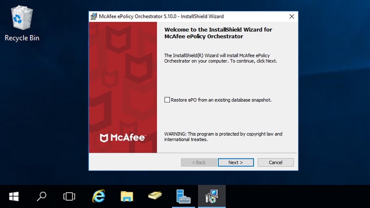McAfee ePO v5.10 Installation on a Windows Server 2016 YouTube