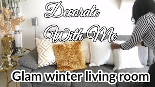 GLAM LIVING ROOM TOUR | DECORATE WITH ME | GLAM WINTER DECOR