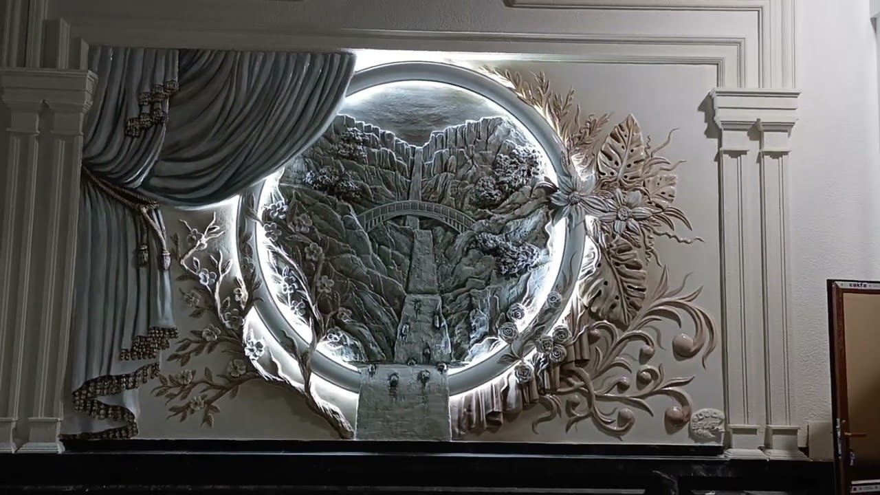 красивый пейзаж барельеф мастер-класс 3 d kurinishidagi uzal barelif manzarasi ish jarayoni