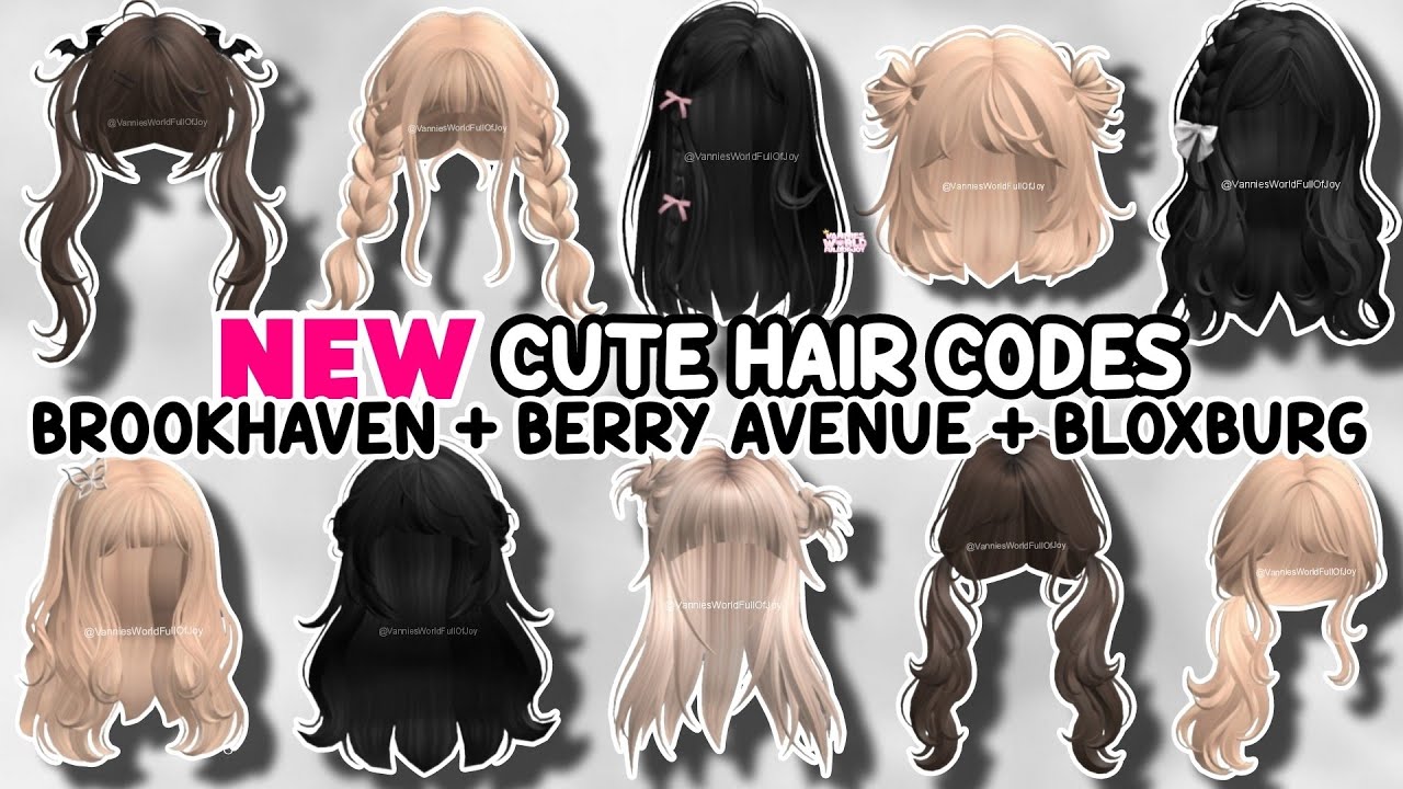 NEW* 10 CUTE HAIR ID CODES FOR BROOKHAVEN RP, BERRY AVENUE AND BLOXBURG 😍✨  