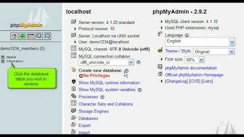 renaming database tables with phpMyAdmin