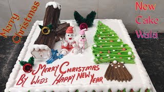 5kg Square Shape Merry Christmas Cake Decoration|Christmas Cake Design Kaisha Bana Hai comment kare