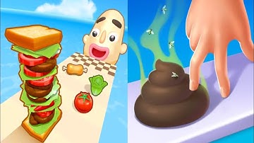 Sandwich Runner VS Crushy Fingers - Gameplay Walkthrough All Levels (Android, iOS) Part 1