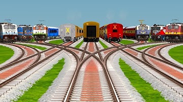 🔹09 Trains Backword Run At Bumpy Curves & Branched Crossings Risky Railroad Tracks | train simulator