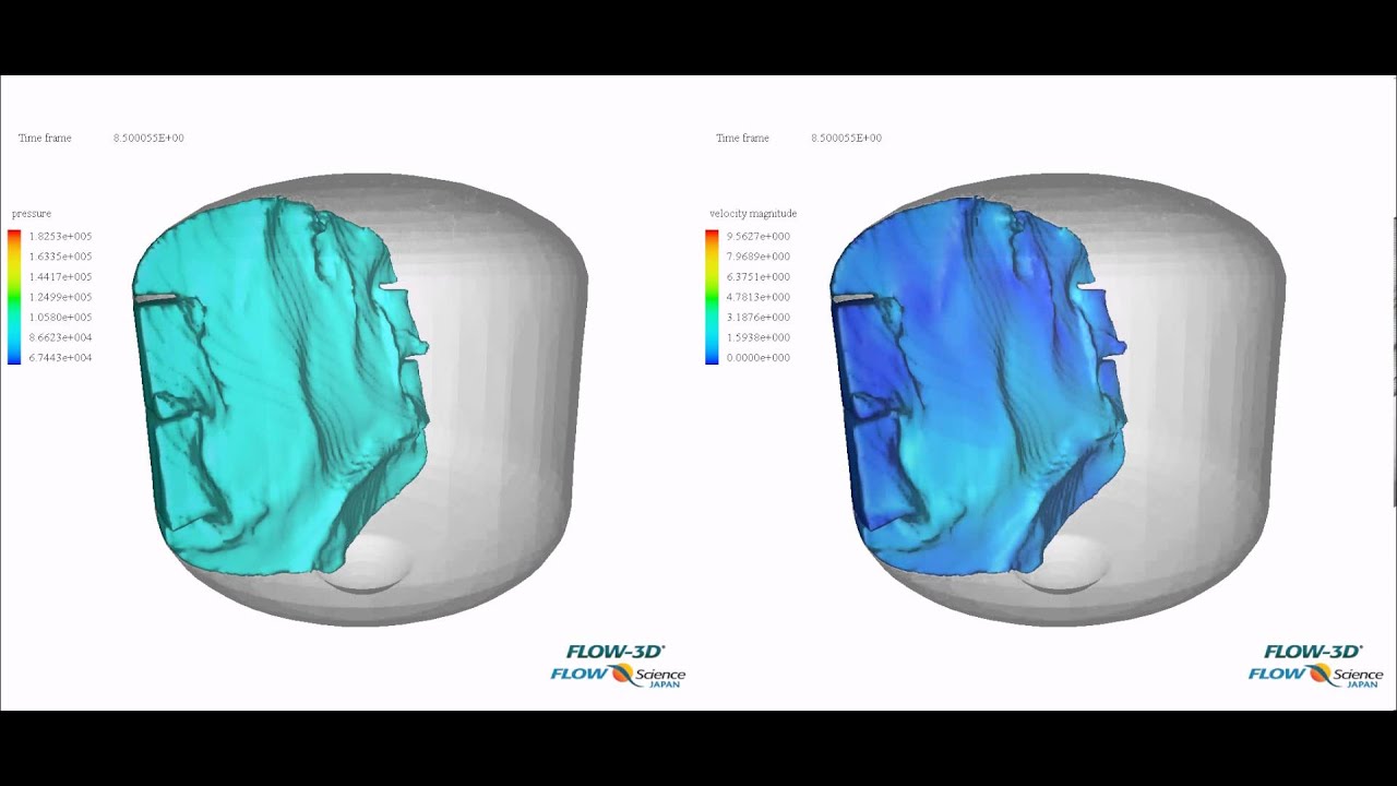 FLOW-3D 航空宇宙工学 燃料タンク スロッシング Areaospace fuel tank sloshing - YouTube
