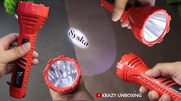 SYSKA Plastic T112Ul Maxlit 1W Bright Led Rechargeable Torch Red Unboxing