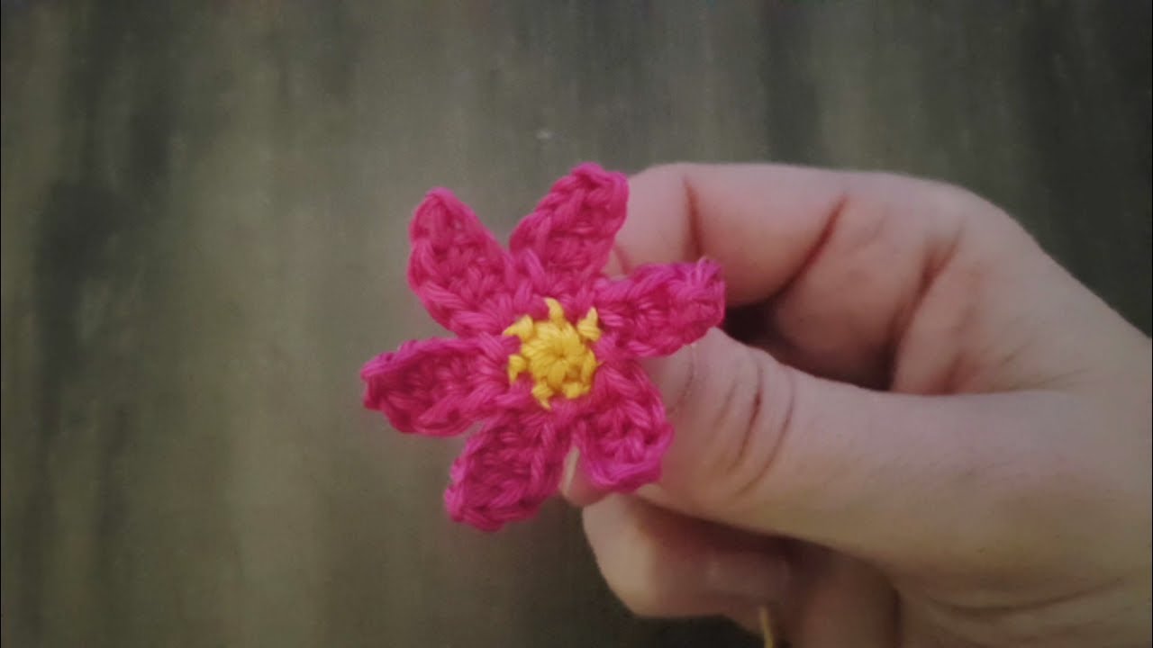 Bloem met 6 blaadjes haken