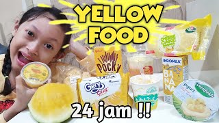 24 Jam Makan Warna Kuning ♥﻿ On School Day | Aqilla's Diary