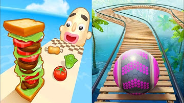 Sandwich Runner VS Rollance 🟠🟢 All Levels SpeedRun Gameplay Android iOS Ep1