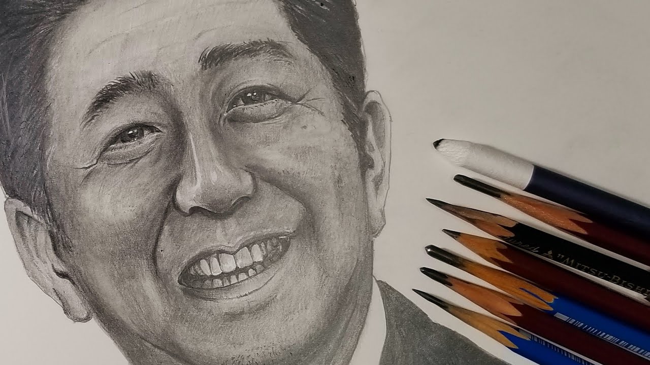 安倍晋三さん、習近平さんの2ショット鉛筆画 - 絵画/タペストリ