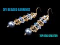 How to make beaded crystal bicone, pearl earrings, DIY jewelry tutorial.