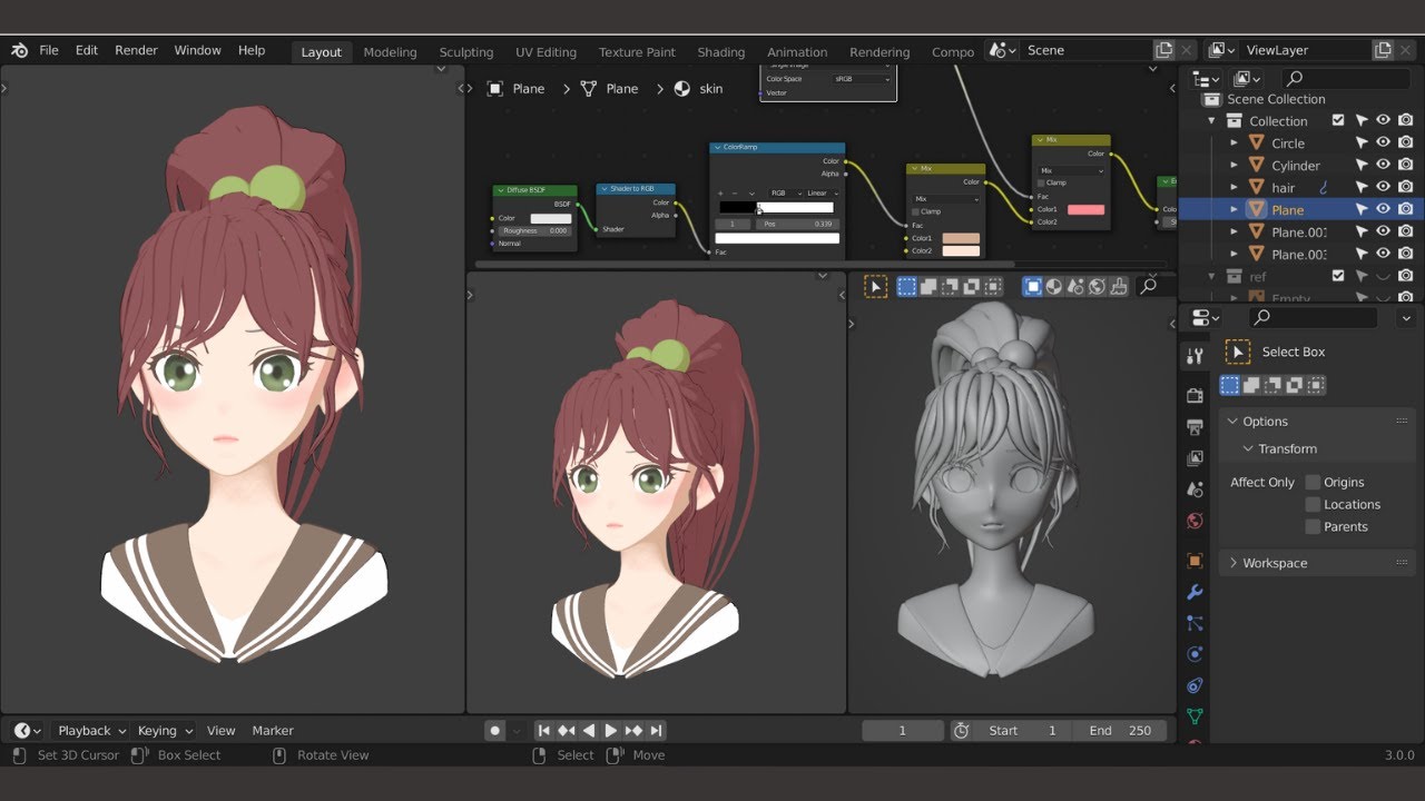 Modeling Blender Npr Shading Anime School Girl Character Blender 3 0 Youtube