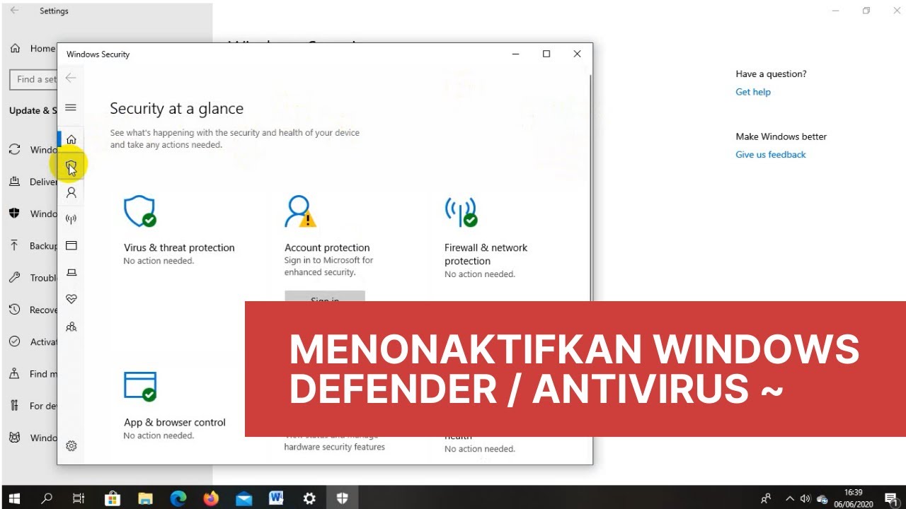 Cara Menonaktifkan Windows Security atau Antivirus Windows Defender