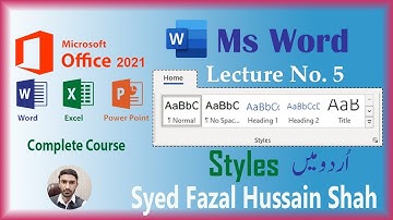 05 How to create Heading & Styles Ms Word in Urdu by Syed Fazal Hussain Shah