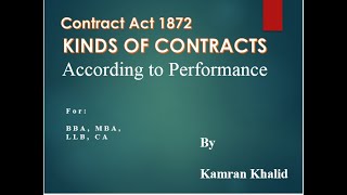 Full Kinds of Contract part 2 | Executed, Executory,Unilateral,Bilatera l  Kamran Khalid | Urdu/English Guide