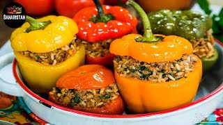 Rice Filled Bell Peppers - DOLMA // طرز تهیه دلمه مرچ دلمه ای/دلمه فلفل دلمه ای