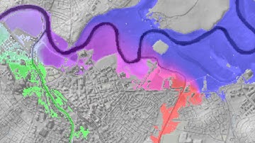 Carlisle flooding animation with water source tracing (January 2005 event)