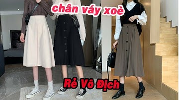 chân váy xoè, váy midi dáng dài 5 cúc  Shopee, Lazada, Tiki, Sendo