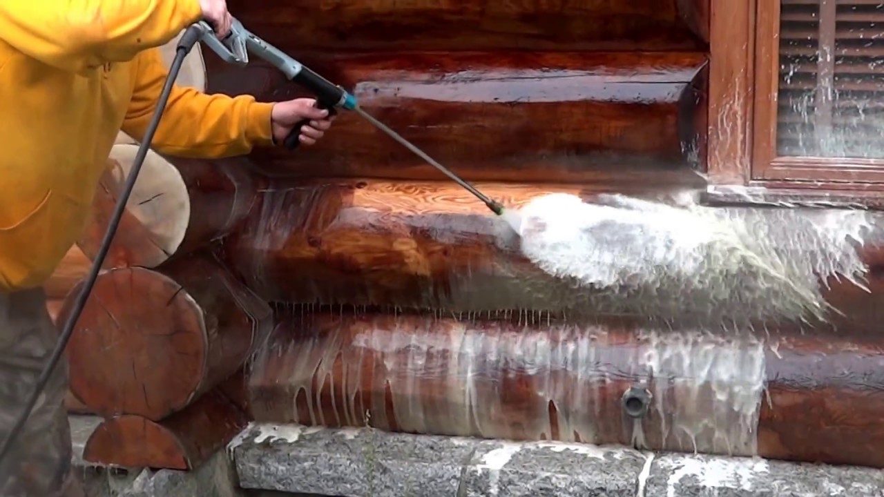 Pressure Washing Your Log Home with S-100 stripper from Perma-Chink .