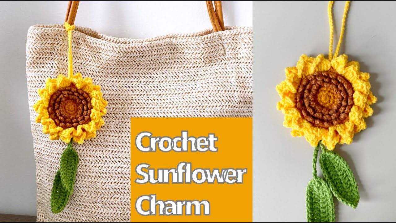 How to Crochet Sunflower Charm Handmade Tassel Free Pattern for Beginner