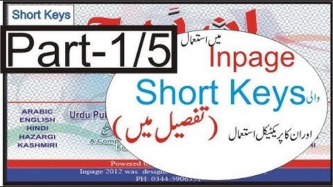 Inpage Shortcut Keys (only) Part 1/5
