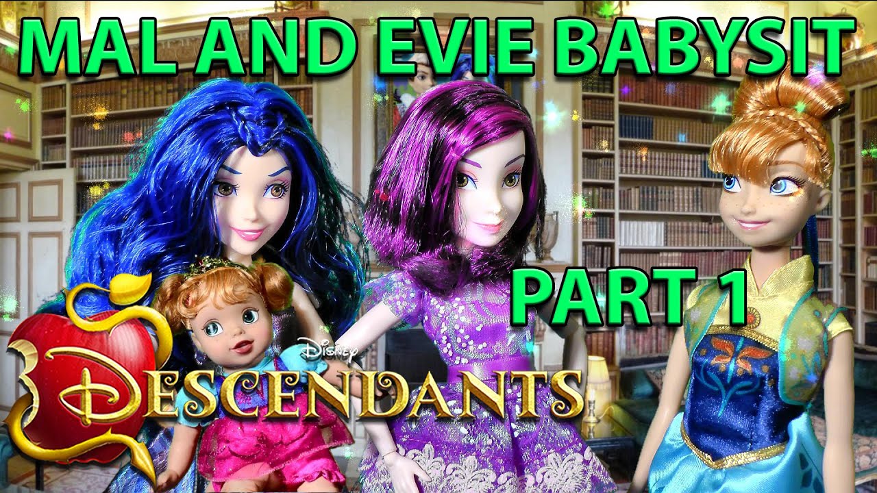 Mal and Evie Descendants Dolls BABYSIT Part 1 Frozen Princess Baby Anna  Disney Toy Review Carlos Ben 