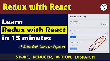 Learn Redux with React in just 15 minutes: A Redux Crash Course!! #reactjs  #redux #day14