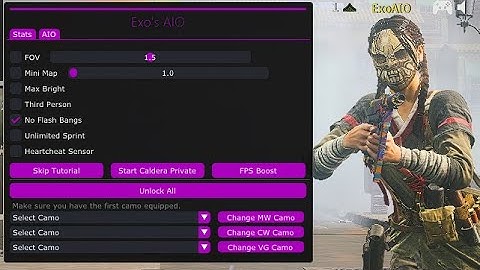 ExoAio COD MW/WZ INTERNAL FOV,AIO TOOL CAMOSWAPPER,UNLOCKALL,200FOV,MINI MAP ENHANCER