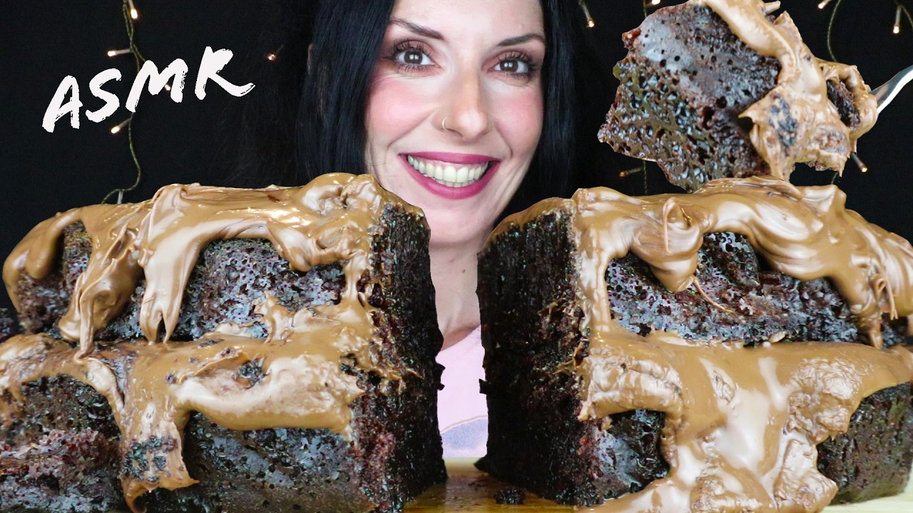 MOIST NUTELLA CHOCOLATE CAKE 🍰 | No Talking | ASMR Mukbang - 먹방 | Real ...