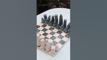 Making a ceramic chess set ~ glazing and final result 🌞 #pottery #studio #art #clay #shorts #howto