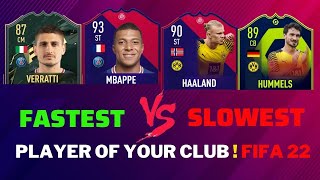 FIFA 22 - FASTEST SLOWEST PLAYER  AT EVERY CLUB 😔💔  Mbappe, Haaland, Vinicius,