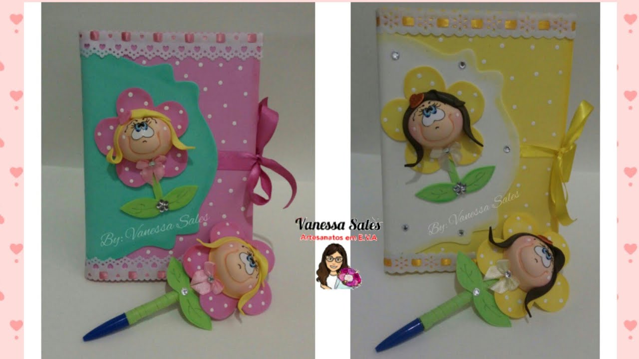 Caderno Menina Flor E.V.A (by: Vanessa Sales)