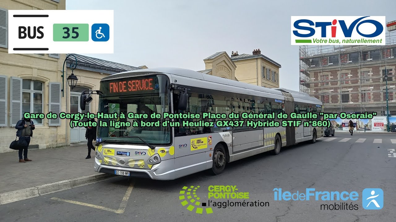 [Ligne 35 STIVO] Heuliez GX437 Hybride STIF n°860 - Cergy Le Haut à Gare de Pontoise