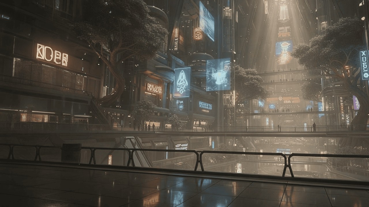 森の奥　隔絶されたネオン都市