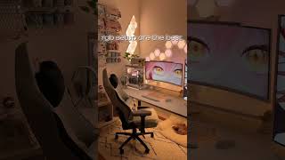 Warm Tone RGB Desk Setup – You’ll Love It💛🤍#gamingsetup #tech #desksetup #monitor #keyboard #led