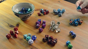 Rolling and Sorting D&D Dice on Wood (ASMR)